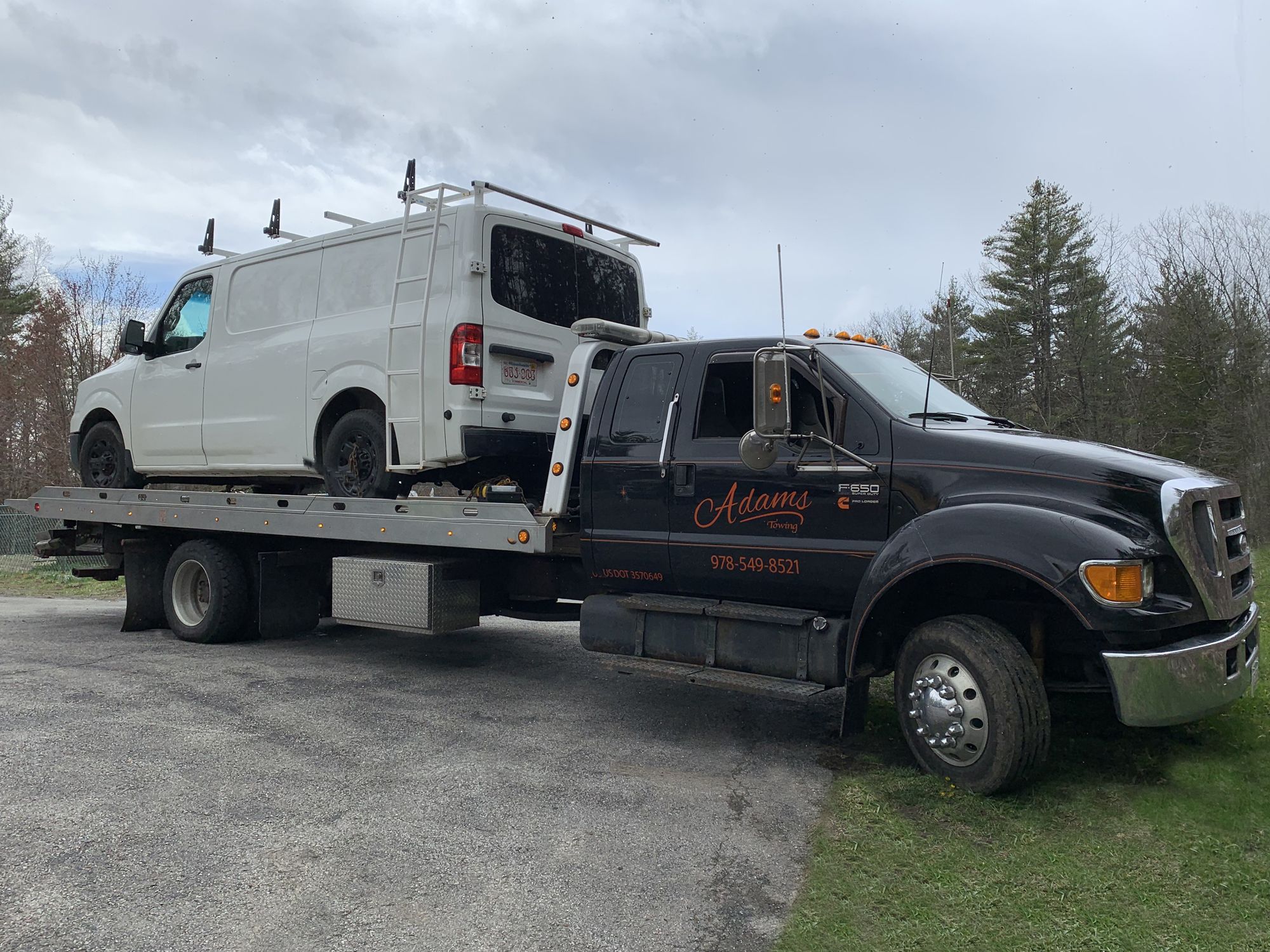 Winch tow of work van with lost keys